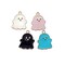 Cute Ghost Charms, 4 pieces, White Black Pink & Blue Enamel Metal Charms, Adorabilities